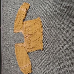 SZ. XL/TG/EXG WOMEN'S AMERICAN EAGLE SQUARE NECK 3/4" SLEEVE PEASANT TOP